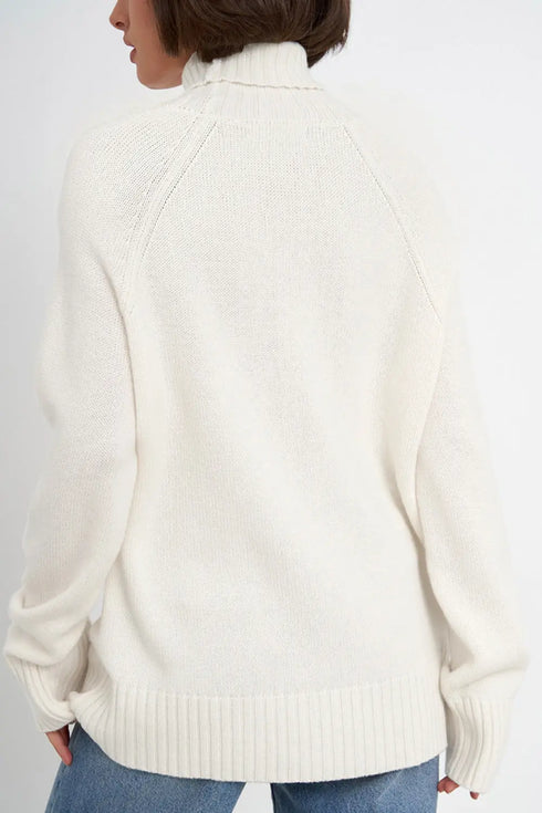 'Scarlett' Ribbed Knit Turtleneck Sweater - Celes Fashion